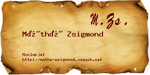 Máthé Zsigmond névjegykártya